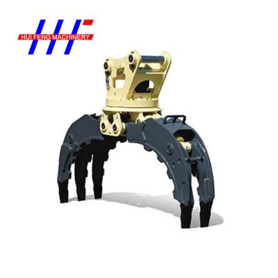 China Hydraulic Excavator Rotating Grapple , Rotatable Wood Grapple For Excavator for sale