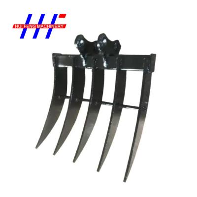 China 45T Digging Excavator Brush Rake Hardox 500 Excavator Root Rake for sale