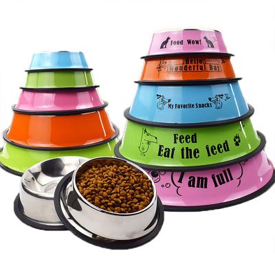 China Sustainable Wholesale Stainless Steel Pet Feeder Candy Colors Dog Water Food Bowl for sale