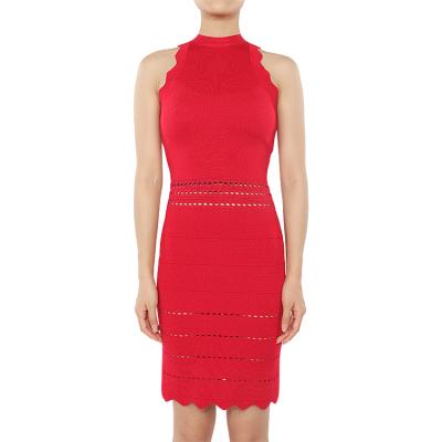 China european and american fashion anti-wrinkle red backless sleeveless women knit dress for sale