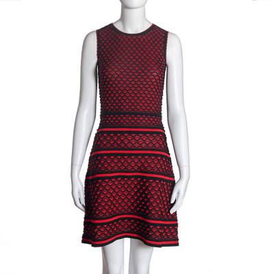 China Anti-wrinkle off the shoulder knit causal summer scoop neck tank top women print knit dress casual dress for sale