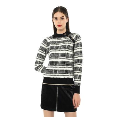 China Anti-wrinkle winter high quality fashion loose fitting women's sweater black and white striped women's sweater for sale