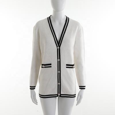 China 2021 new Anti-wrinkle white v neck cardigan knit long sweaters ladies coat plus size sweaters for sale