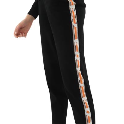 China Custom Stylish Anti-wrinkle Women's Side Black Women's Leggings Knitted Casual Pants for sale