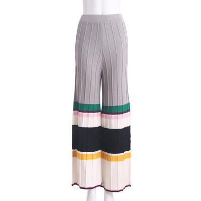 China Anti-wrinkle manufacturer recommended fashion contrast vertical pattern knitted pants plus size pants for sale