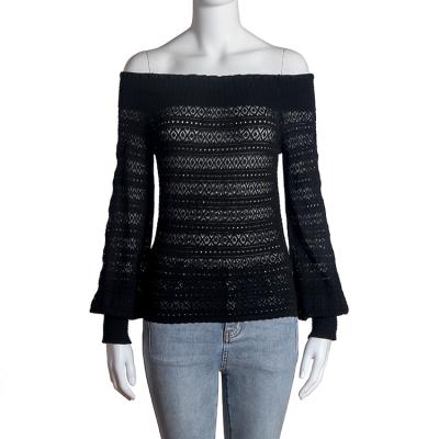 China Shoulder To Shoulder Anti-wrinkle Black Women's Knitwear Breathable Spring Sweater for sale