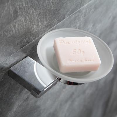 China Eco - Friendly Luxury Wall Mounted Glass Soap Dish Stainless Steel Bathroom Accessories for sale