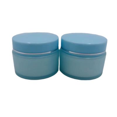 China Chemical Cosmetic Care Pack 10g Plastic Acrylic Blue Round Shaped Cream Jars for sale