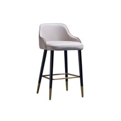 China 2023 Popular Super Comfortable Restaurant High Bar Stool With Backrest/Leather+Sea Ash Velvet Feet High Quality Wood Material for sale