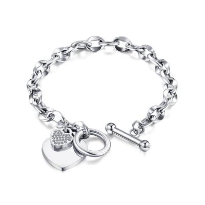 China Trendy Jewelry Personality Women Bracelet Buckle Charm OT Heart Stainless Steel Fashion Hand Accessories for sale