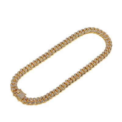 China Cheap Hiphop 18k Gold Finish Iced Out Thick Miami Cuban Link Chain Men's Hip Hop Necklace CZ Miami Cuban Chain Necklace for sale