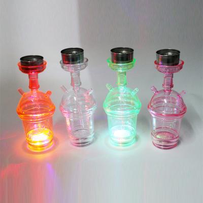 China New Arrival Handmade Customized Accessories DG-07 Colorful Pipe LED Cup Smoking Single Plastic Smoking Shisha Hookah for sale