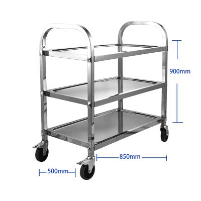 China Good Canning Factory Supplier Square Tube Serving Trolley 3 Tiers Supplier In China Hotel Trolley Stainless Steel Service C for sale