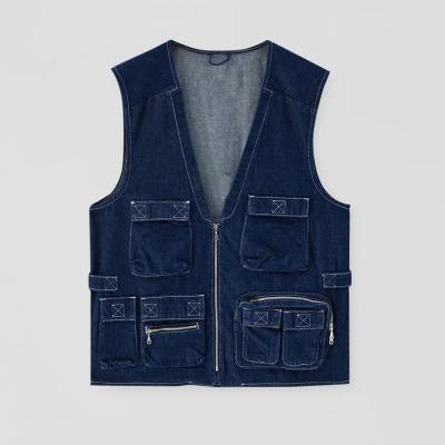 China Viable Hot Sale High Quality Dark Blue Vest J7063 Denim Jacket Supplier From China for sale