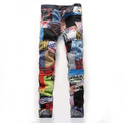 China Fade Proof YUEGE Men's Fashion Colorful Printed Plus Size Motorcycle Biker Jeans Stylish Custom Made Popular Pants for sale