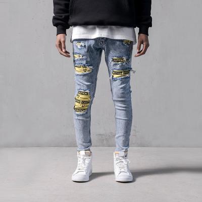 China Good Quality Style Fade Proof Custom Jeans For Man New Hot Pantalones Jean Distressed Ripped Patchwork Colored Hombre for sale