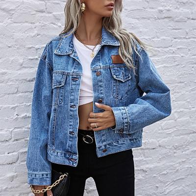 China 9066 Viable Women Short Blue Jean Jacket Motorcycle Jacket Jean Women Denim Jacket for sale