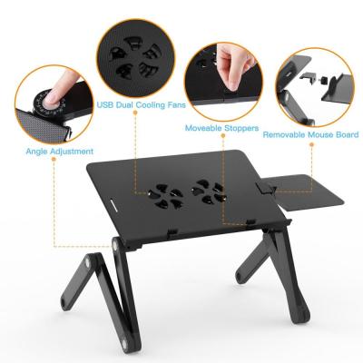 China (Size) Adjustable Portable Adjustable Laptop Table Sitting with 2 CPU Fans and Mouse Pad for sale