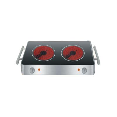 China 3000W Portable Special Electric Double Burner Wholesale Design Infrared Cookers With A Grade Crystal Plate Black for sale