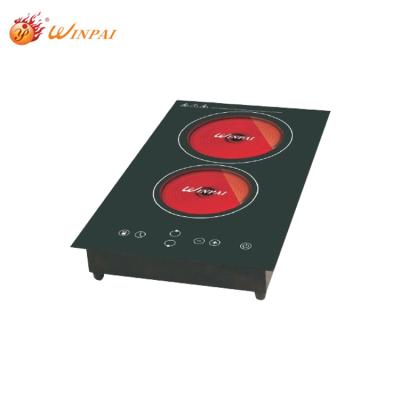 China Hotel Suitable For Any Pot Built In Vertical Electric Infrared Double Stove Ceramic Infrared Cooker Hob for sale