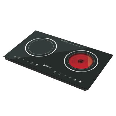 China Home Kitchen Tempered Glass Panel Double Hob Multifunctional Induction And Infrared Hob 200V for sale