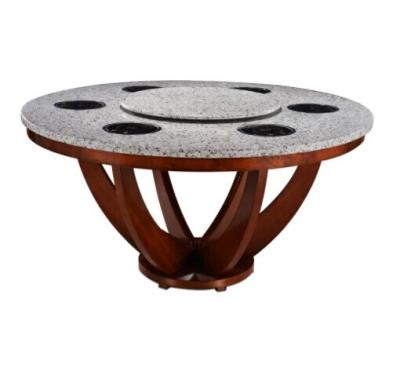 China Modern Hot Pot Barbecue Wooden Shabu Shabu Table For Hotel Restaurants Hot Pot Table Suitable 3-6 People for sale