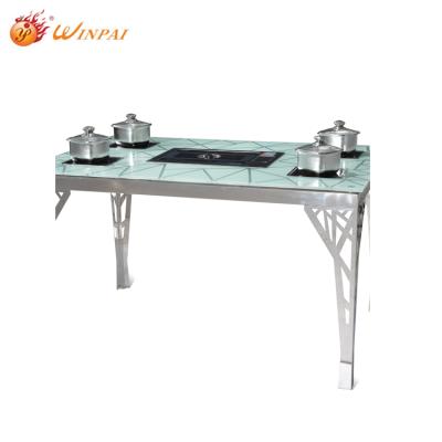 China Easily Assembled Commercial Table with Korean Hot Pot BBQ Grill and Grill Table Restaurant for sale