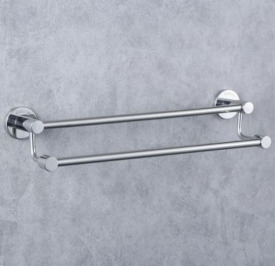 China Chrome Factory Price Bathroom Accessories Wall Mounted Double Towel Rack Chrome Finished 304 Stainless Steel Towel Rack For Bathroom for sale