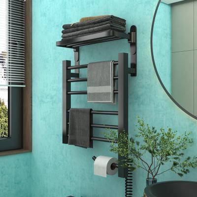 China White/Black Electric Heated Wall Mounted Clothes And Towels Warmer Rack Dryer Bathroom Rail Towel Heater Sale Customized Power Cable for sale