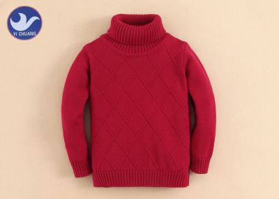 China High Turtle Neck Girls Pullover Sweaters Diamond Knit Pattern Custom Kid Jumper for sale