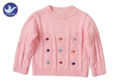 China Long Sleeves Girls Cable Knit Jumper Crew Neck Pullover Style Anti - Pilling for sale