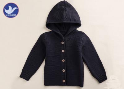 Chine Le chandail noir de cardigan de garçons de Hoody, boutons vers le haut des garçons a tricoté le cardigan anti-rétrécissement à vendre