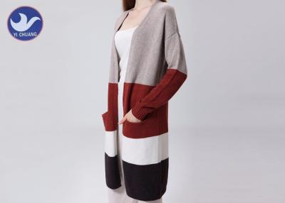 China Sweater van de strepen de Overmaatse Cardigan, Katoenen van Vrouwen Cardigansweaters met Zakken Te koop