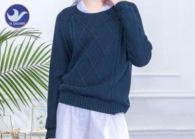 China Kabel-strickender Marine-Wollpullover-Frauen, Rundhalsausschnitt-Wollpullover Reglan-Ärmel zu verkaufen