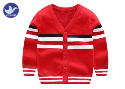 Chine Le coton rouge d'enfants de chandail de cardigan de garçons de décolleté en V tricoté Outwear pour le printemps/automne à vendre