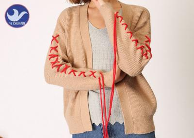 China Spring / Autumn Womens Long Sleeve Cardigan Sweater Ribs Knitting for sale