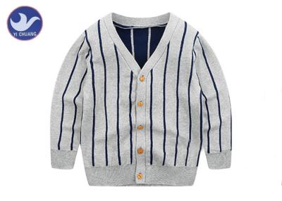 Cina I ragazzi grigi della marina delle bande verticali hanno tricottato i lavori o indumenti a maglia dei maglioni del cardigan/dei bambini doppio strato in vendita