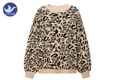 Chine Baisse volumineuse épaisse Shouder de pullover de chandail de pull du Knit des femmes de jacquard de léopard à vendre