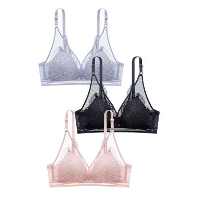 China High Quality 100% Silk Bras, Fashion Lace Bralette Triangle, Wire Free Comfortable Underwear for sale