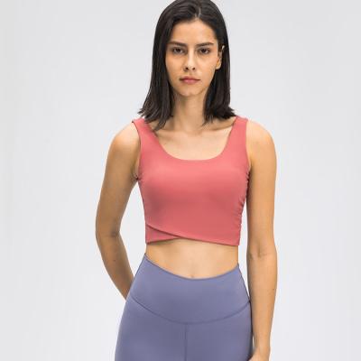 China El relleno extraíble de alta calidad choca a las mujeres de Front Crop Top Sportwear Fashion de la cruz de la prueba que los deportes conceden en venta