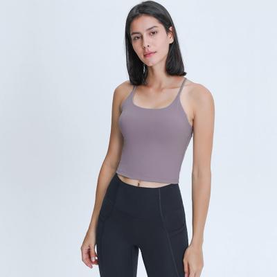 China Verwijderbare de Fitness van Stootkussensy Camisole van Achterspagettie Riemen Vrouwen met het Vestbovenkant van de Bustehoudersport Te koop