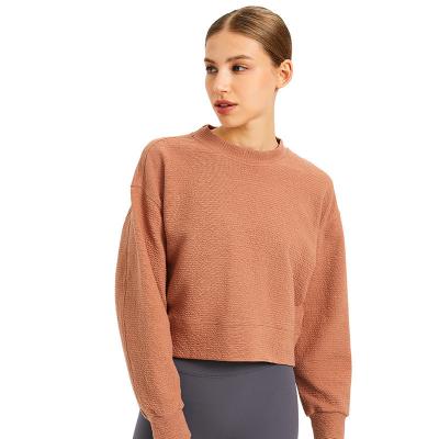 Cina Il pullover Sportwear del cotone del collo di squadra di Autumn Winter Gym Crop Top ha potato le donne delle magliette felpate in vendita