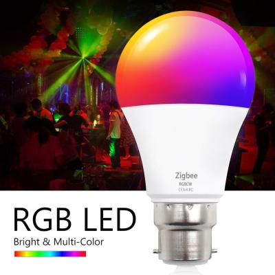 China Hotel Multi Colors LED Zigbee Light Bulb Work With Amazon Google Smart Home Light Bulb E27 B22 RGB Smart Light Bulb for sale