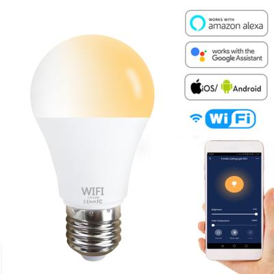 China Hotel Wifi APP Voice Smart Group Control 2835 E27 E26 B22 8W Smart White Light Smart Led Bulb Warm Light for sale