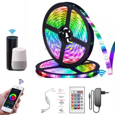 China Decoration 5M Waterproof Controlled WIFI LED Strip 5050 SMD RGB DC12V IP65 Flexible Smart Strip Light for sale