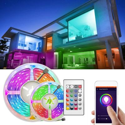 China Decoration Wifi Smart 5050 SMD RGB LED Strip IP65 Waterproof 5M Music Sync Multicolor LED Light Strip 12V RGB Smart Strip for sale