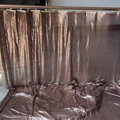 China Aluminum Alloy Shimmer Metallic Sequin Chain Link Fabric For Curtain Metal Mesh Fabric for sale