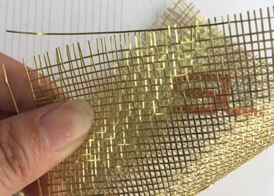 China Uiterst dunne Architecturale Glas Gelamineerde Draad Mesh Brass Woven 0.5mm Te koop