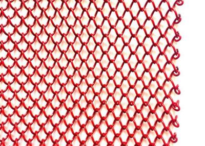 China Rood 1mm Dia Metal Coil Drapery Stainless-Staal Mesh Curtain 2.4kg/M2 Te koop