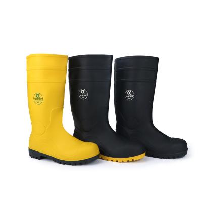 China Damping 2022 black cheap high quality waterproof men's industry safety PVC rain boots for sale